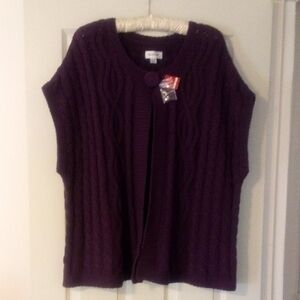 **"SALE***NWT! AVENUE Purple Women's Sweater Vest Open Front - 22/24